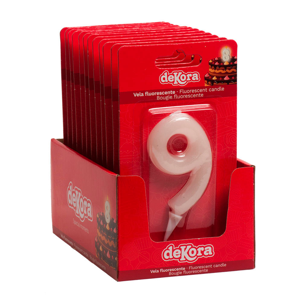 Lumânare tort cifra 9 Fluorescenta 6cm