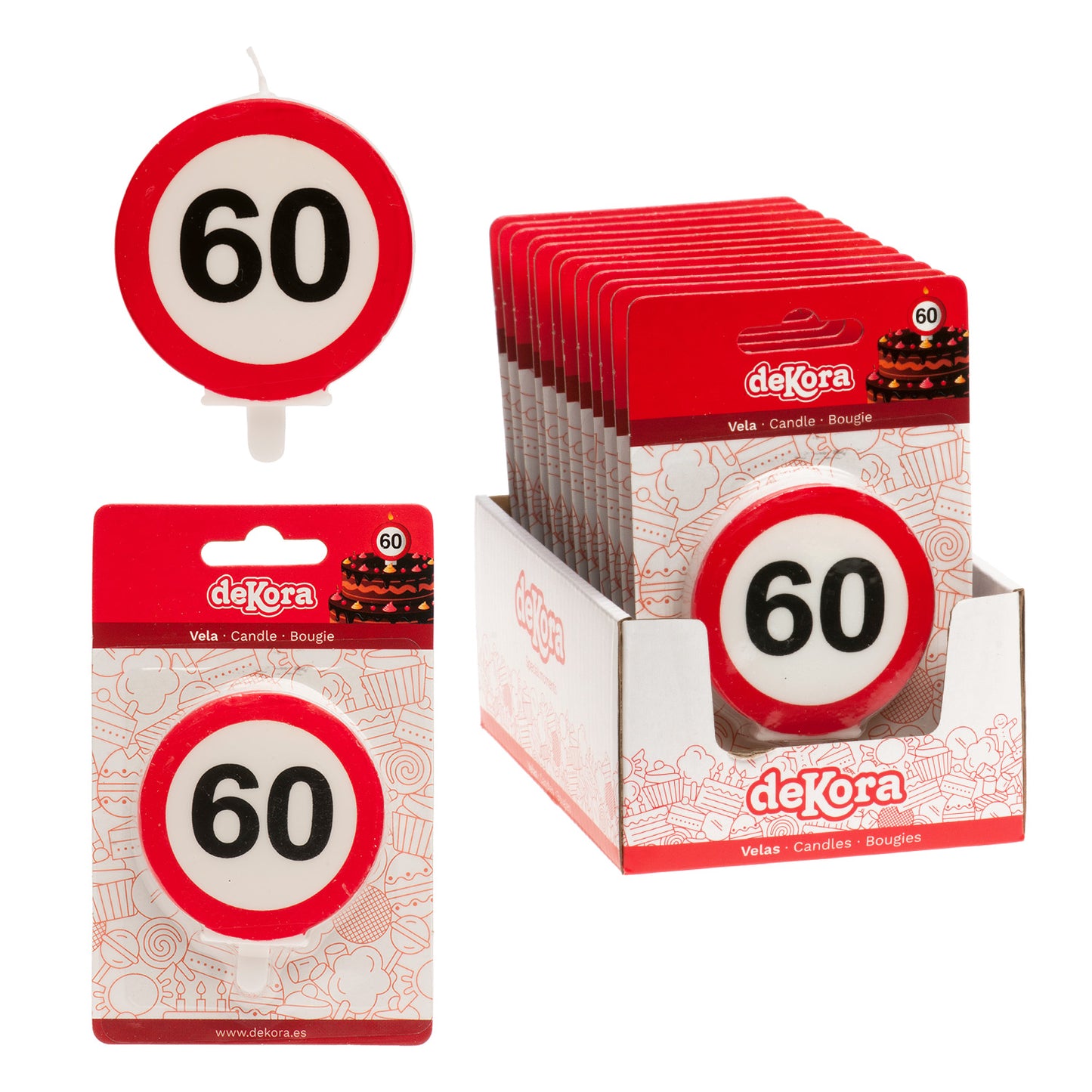 Lumânare tort aniversară 60 ani – semn rutier