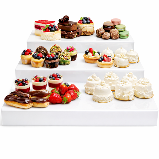 Set 3 Suporturi Prajituri din Plexi Alb