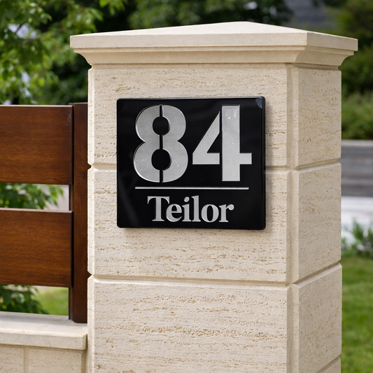 Număr casă modern negru lucios