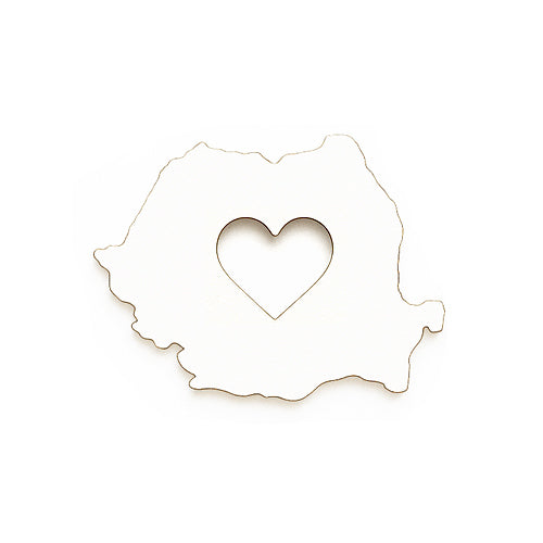 Blank MDF Harta Romania cu Inima - set 10 buc