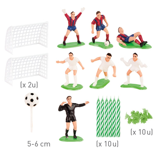 Set decor tort fotbal cu 10 lumânări