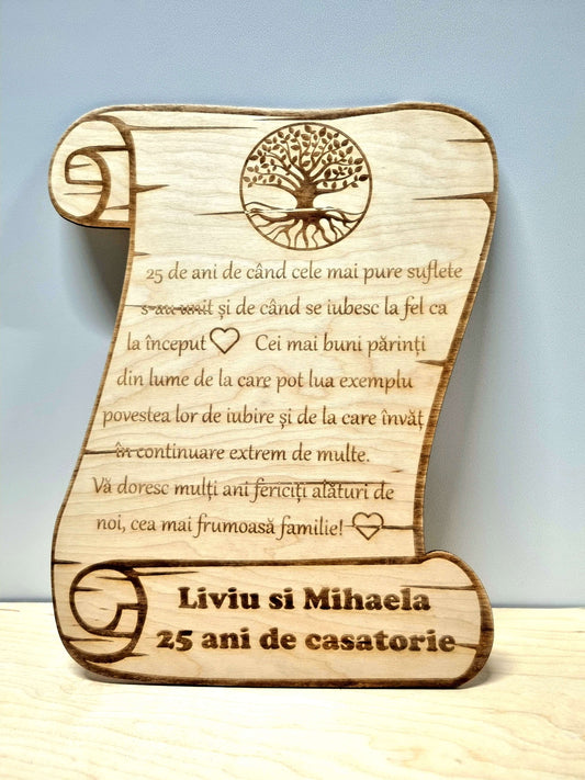 Papirus din lemn personalizat