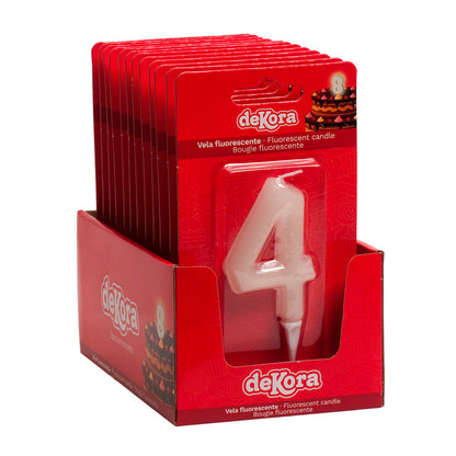 Lumânare tort cifra 4 Fluorescenta 6cm