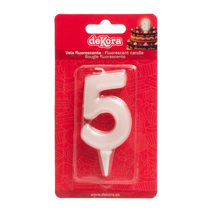 Lumânare tort cifra 5 Fluorescenta 6cm