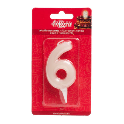 Lumânare tort cifra 6 Fluorescenta 6cm