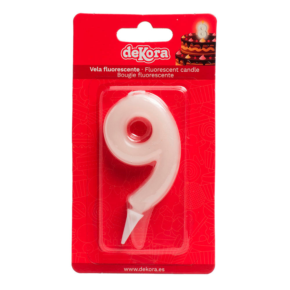 Lumânare tort cifra 9 Fluorescenta 6cm