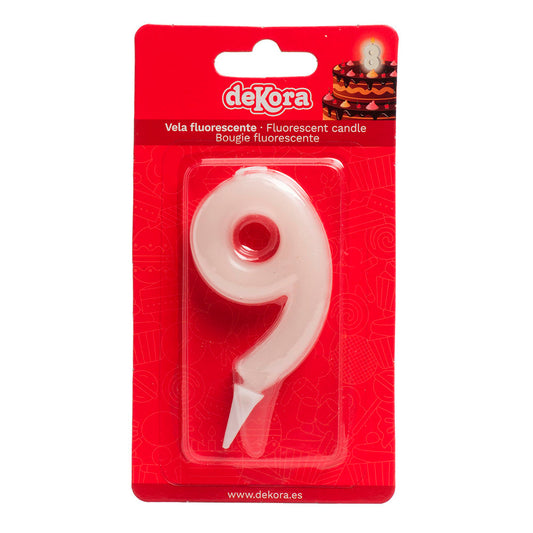 Lumânare tort cifra 9 Fluorescenta 6cm