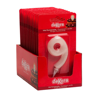 Lumânare tort cifra 9 Fluorescenta 6cm