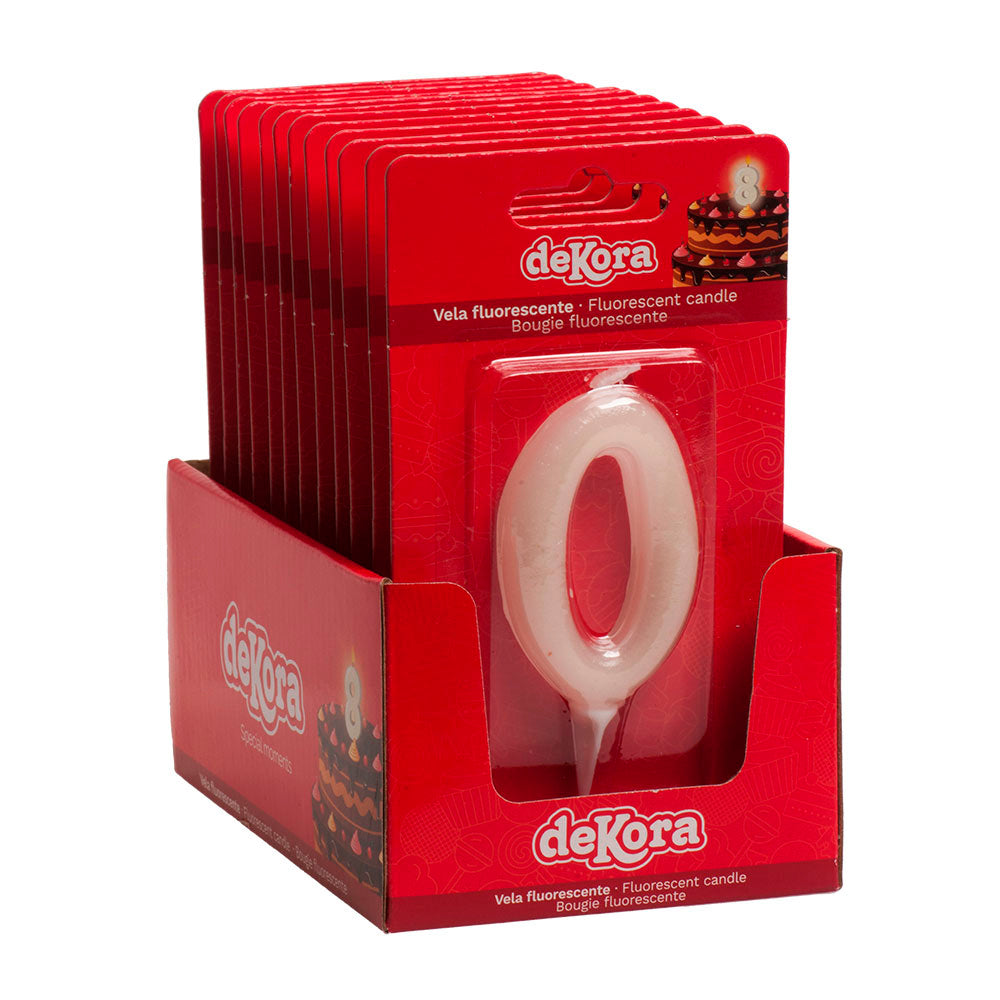Lumânare tort cifra 0 fluorescentă 6cm