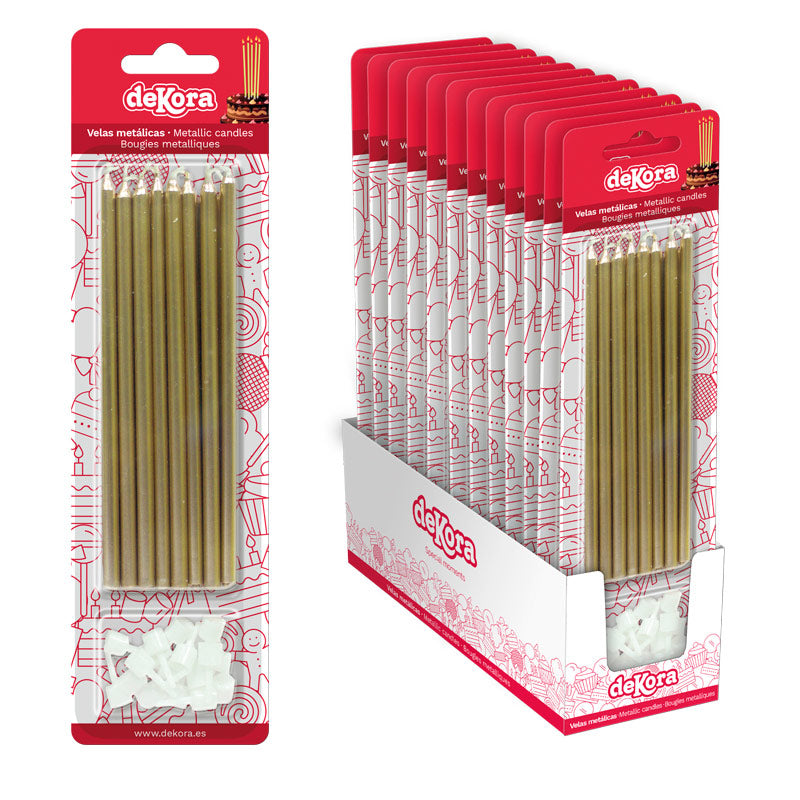 Lumânări tort aurii metalizate 13 cm set 16 bucăți