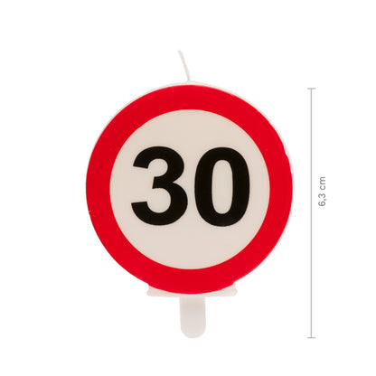 Lumânare tort aniversară 30 ani – semn rutier