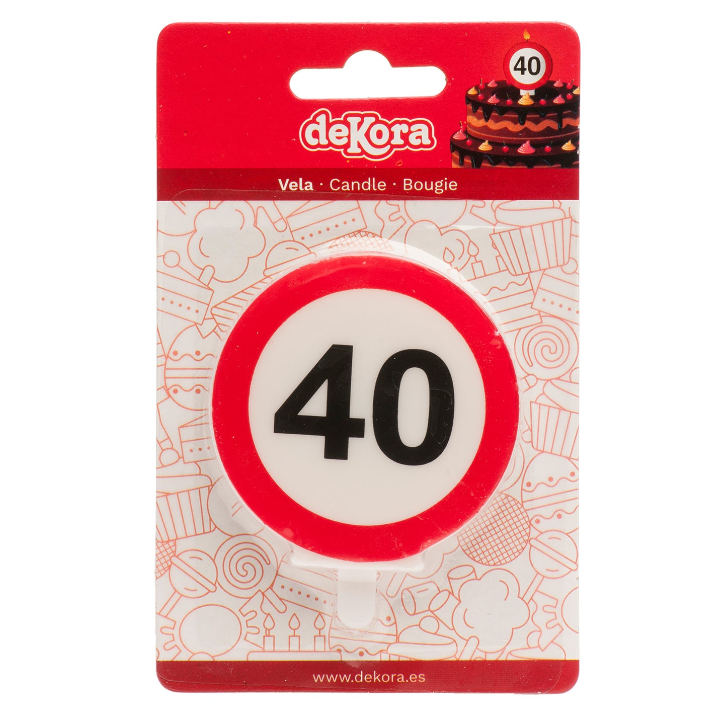 Lumânare tort aniversară 40 ani – semn rutier
