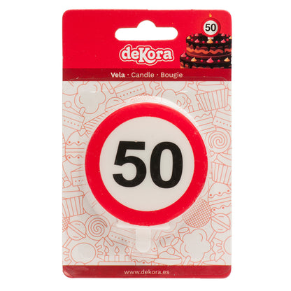 Lumânare tort aniversară 50 ani – semn rutier