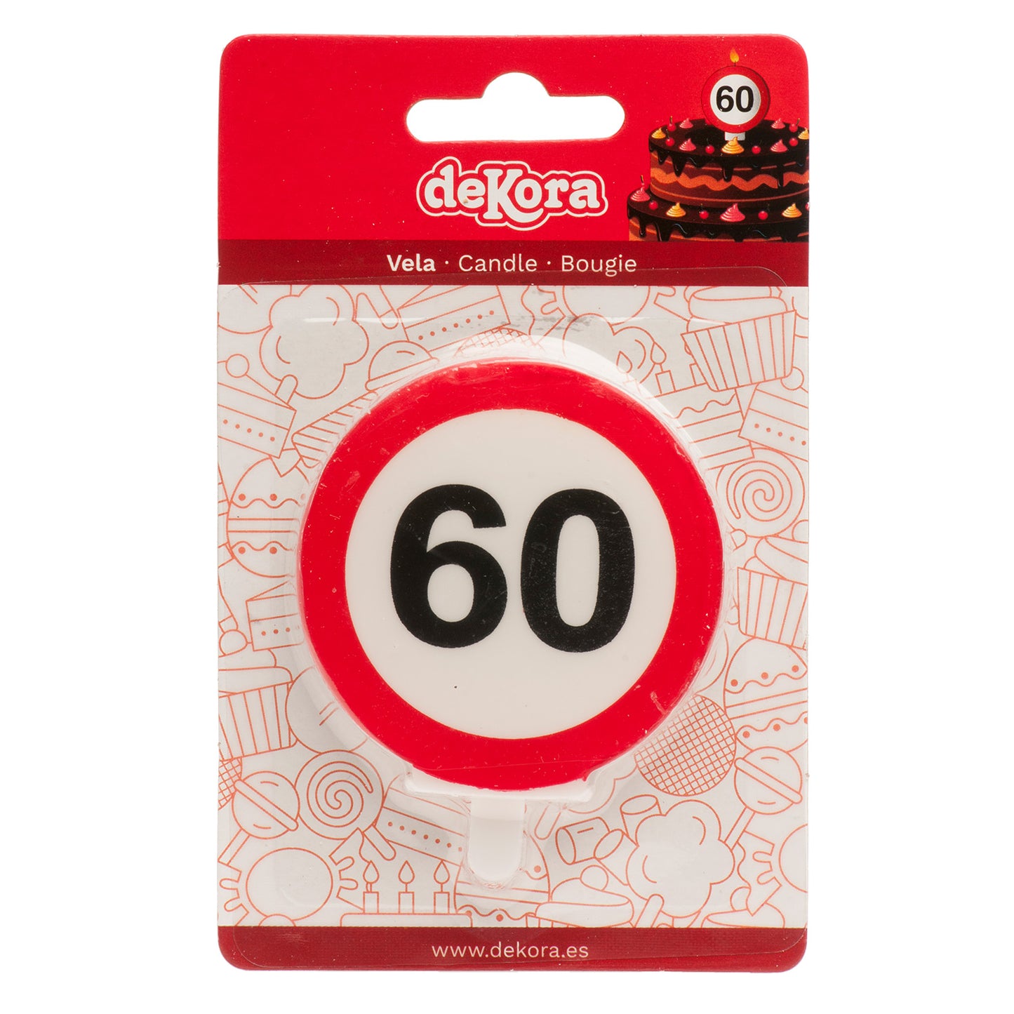 Lumânare tort aniversară 60 ani – semn rutier
