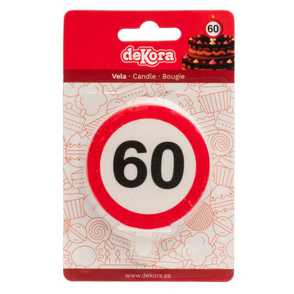 Lumânare tort aniversară 60 ani – semn rutier