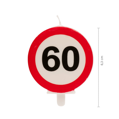 Lumânare tort aniversară 60 ani – semn rutier