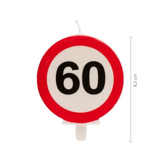 Lumânare tort aniversară 60 ani – semn rutier