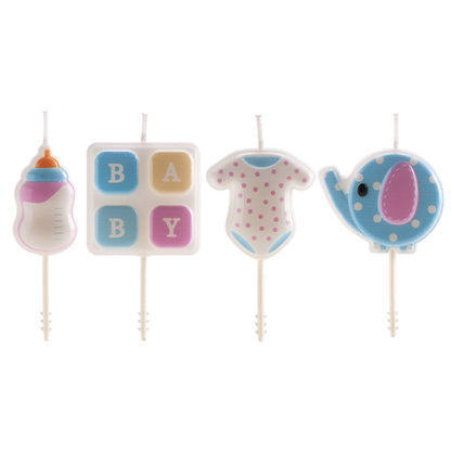 Lumânări tort Baby Shower „Hello Baby” – Set 4 bucăți