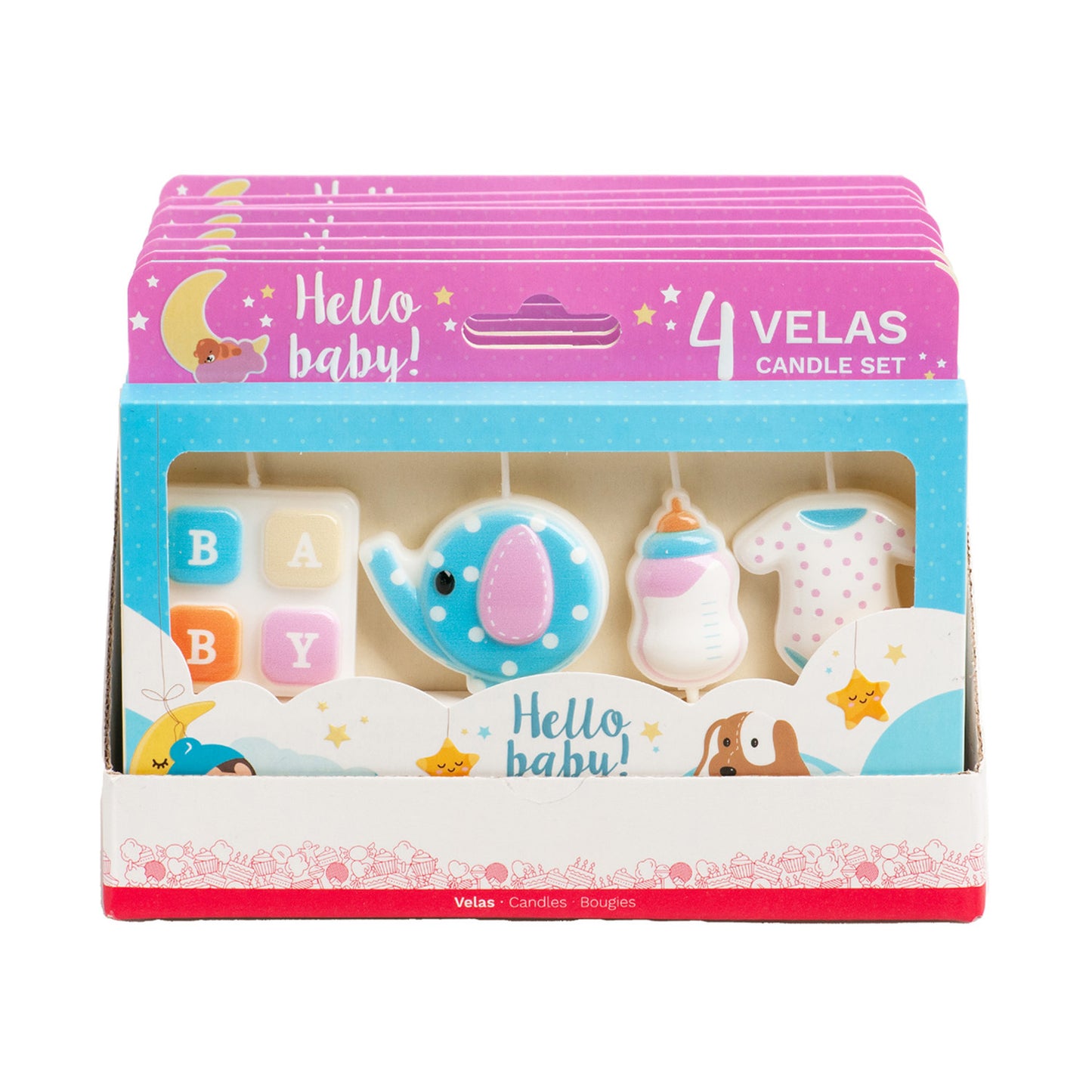 Lumânări tort Baby Shower „Hello Baby” – Set 4 bucăți