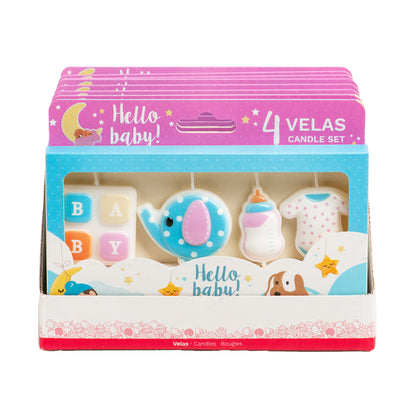 Lumânări tort Baby Shower „Hello Baby” – Set 4 bucăți