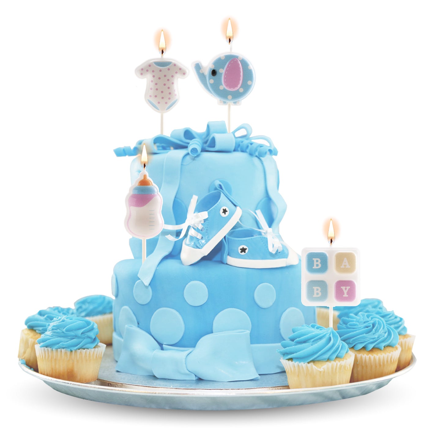 Lumânări tort Baby Shower „Hello Baby” – Set 4 bucăți