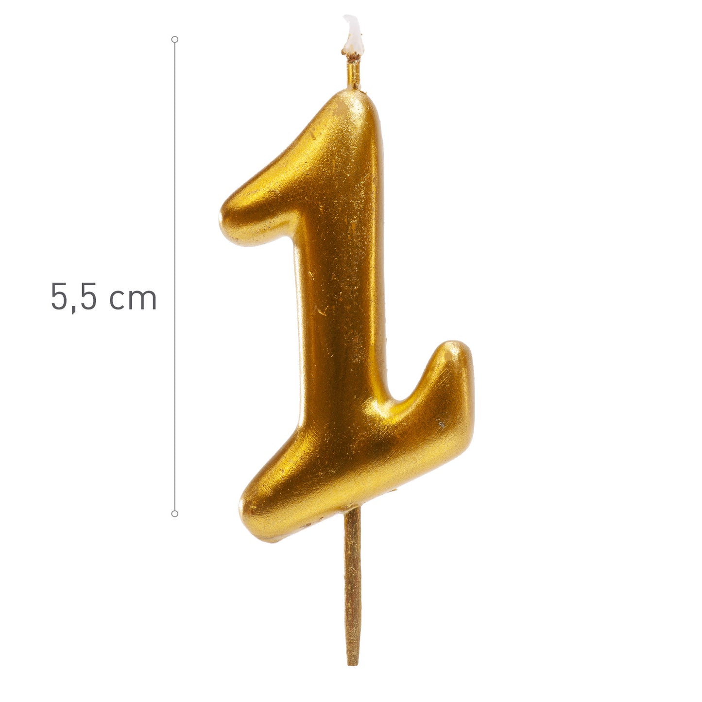 Lumânare aniversară tort cifra 1 aurie metalizată