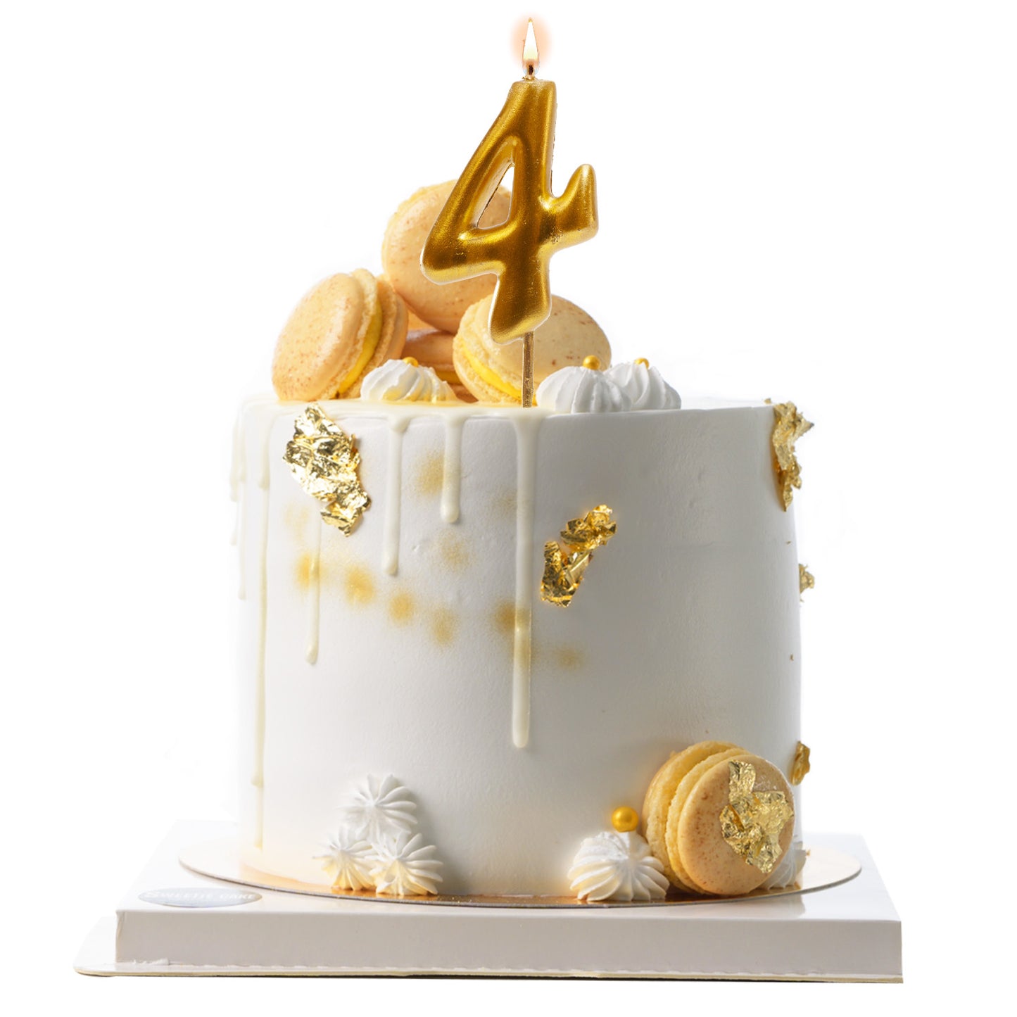 Lumânare aniversară tort cifra 4 aurie metalizată