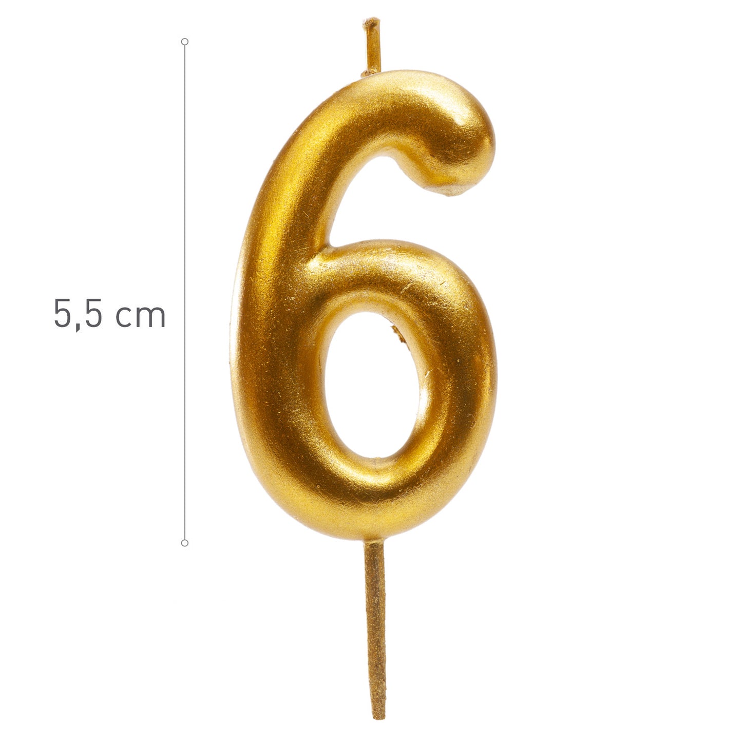 Lumânare aniversară tort cifra 6 aurie metalizată