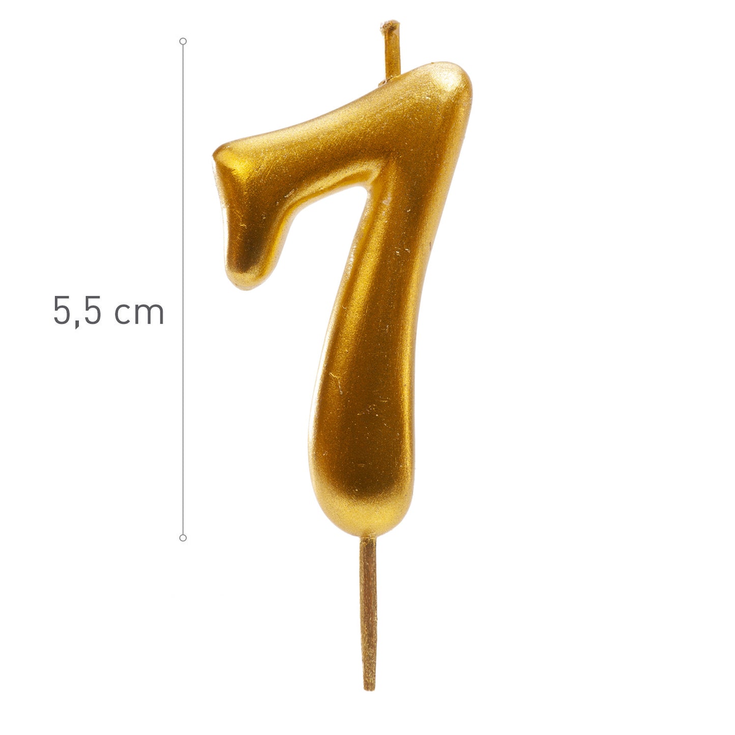 Lumânare aniversară tort cifra 7 aurie metalizată