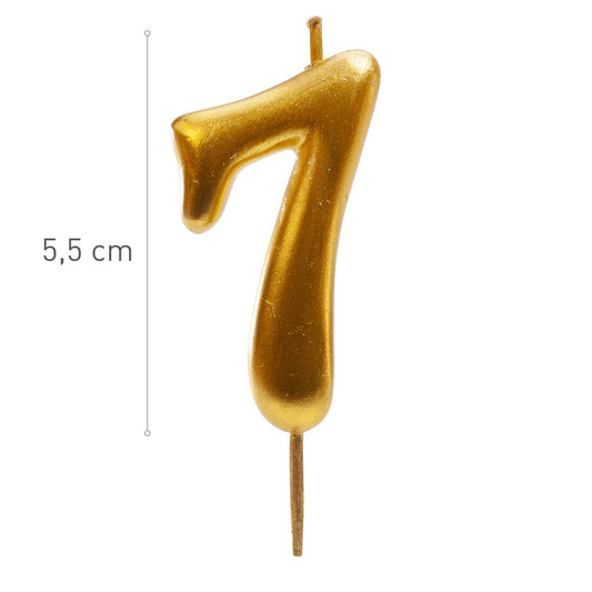 Lumânare aniversară tort cifra 7 aurie metalizată