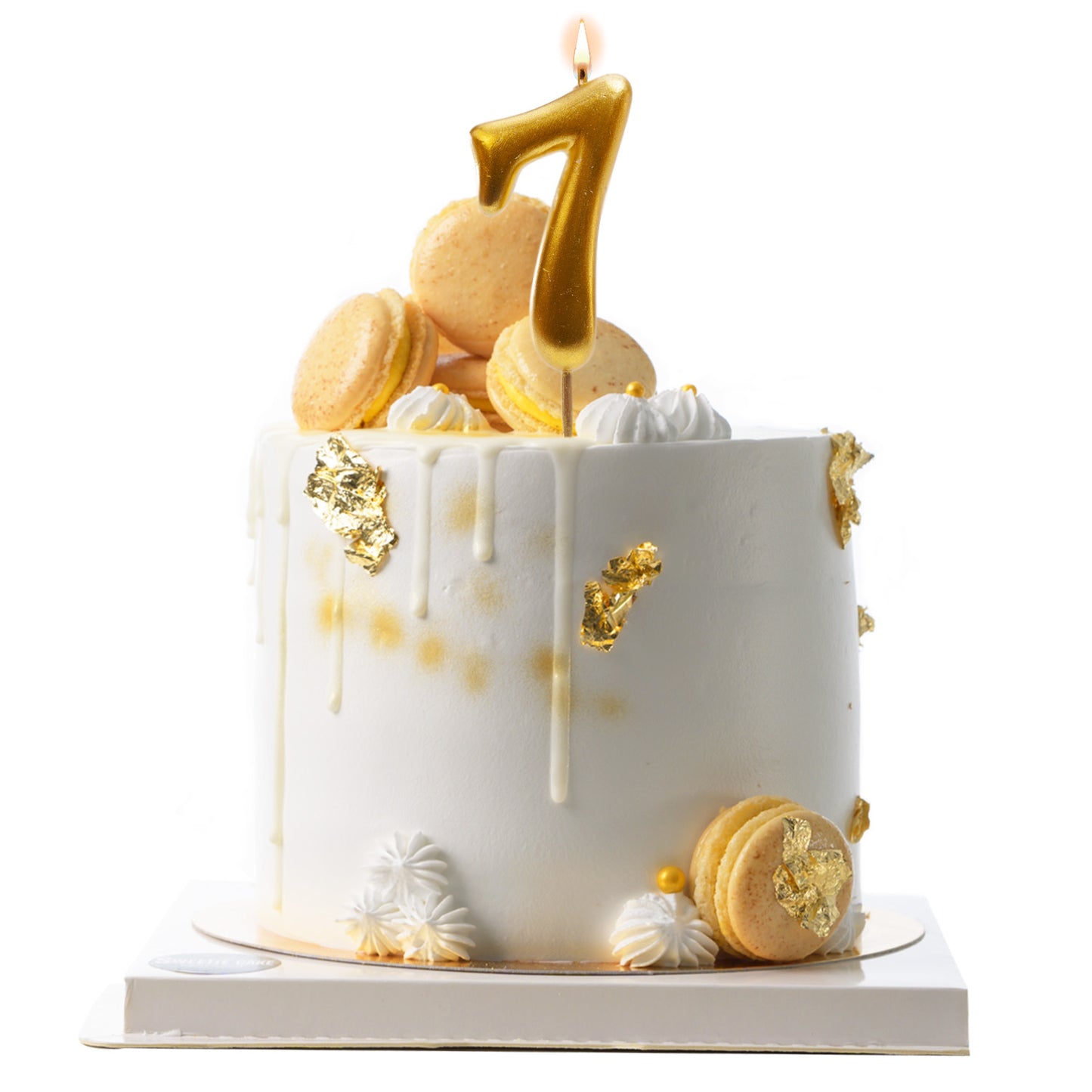 Lumânare aniversară tort cifra 7 aurie metalizată