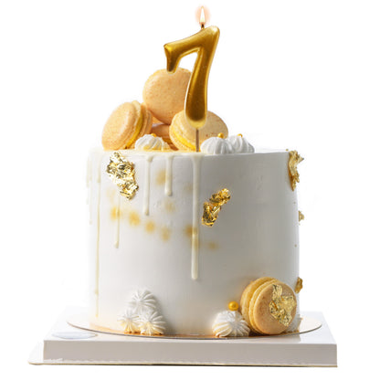 Lumânare aniversară tort cifra 7 aurie metalizată