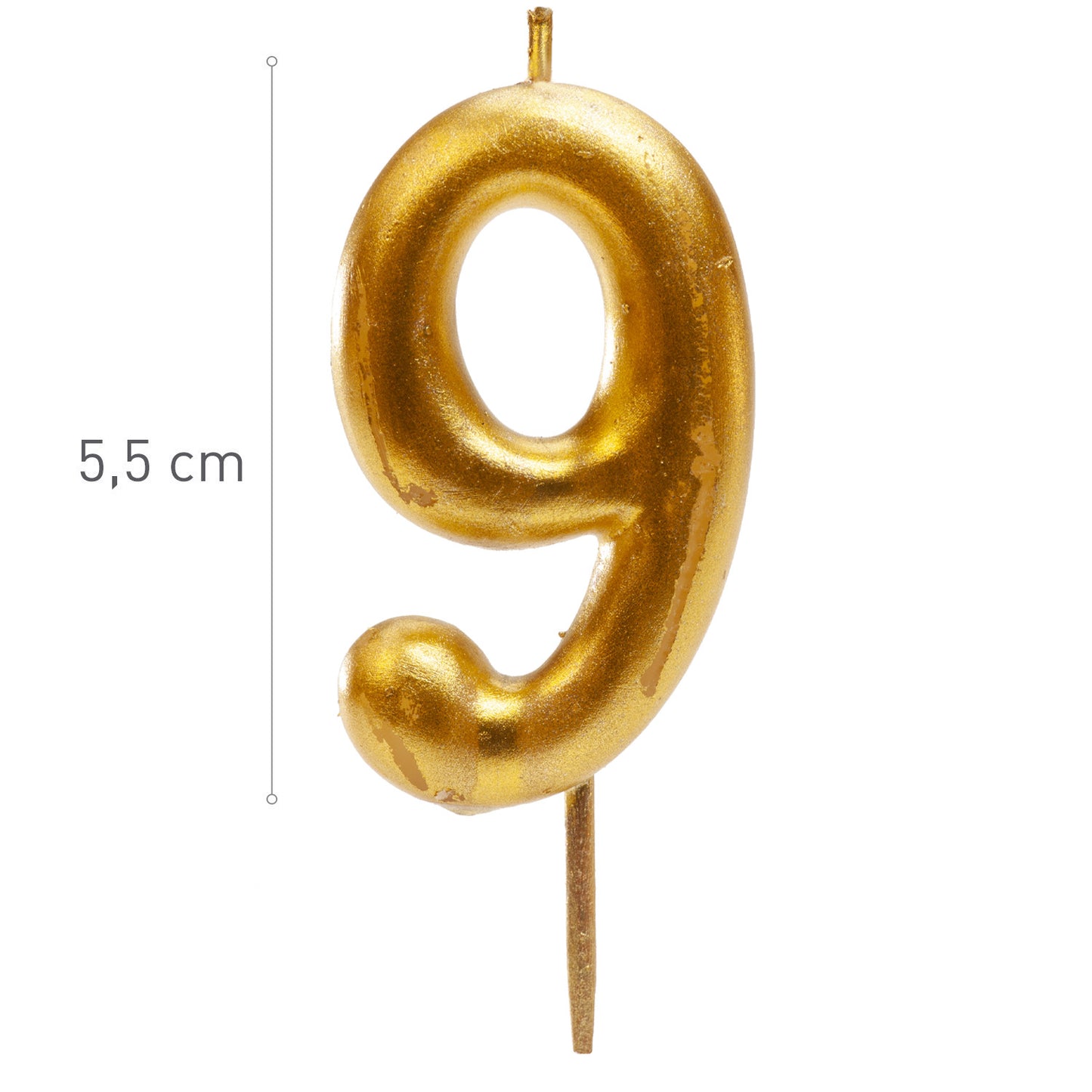 Lumânare aniversară tort cifra 9 aurie metalizată