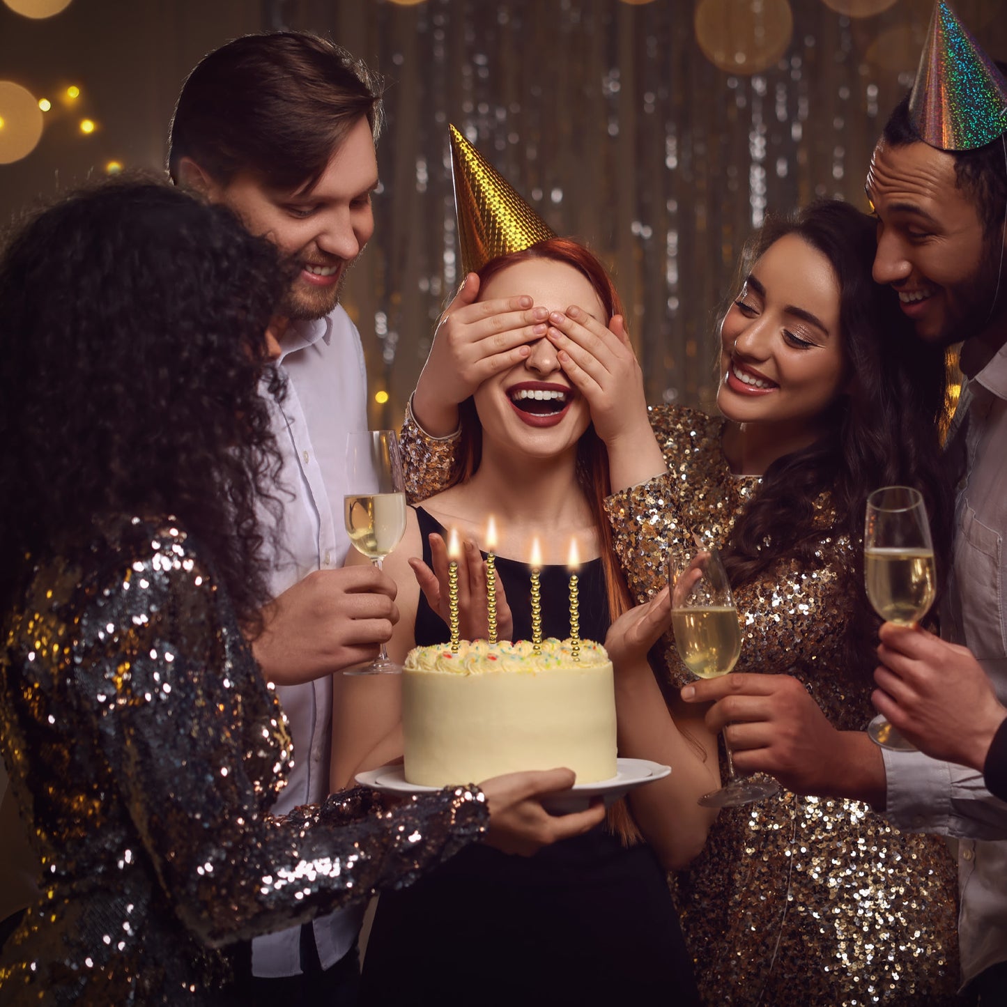 Lumânari tort GOLD BUBBLE  14cm set 6bc