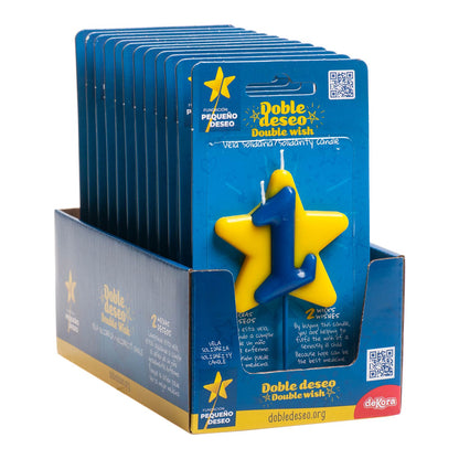 Lumânare zi de naștere cifra 1 cu stea, dublu fitil