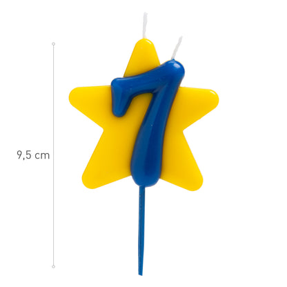 Lumânare zi de naștere cifra 7 cu stea, dublu fitil