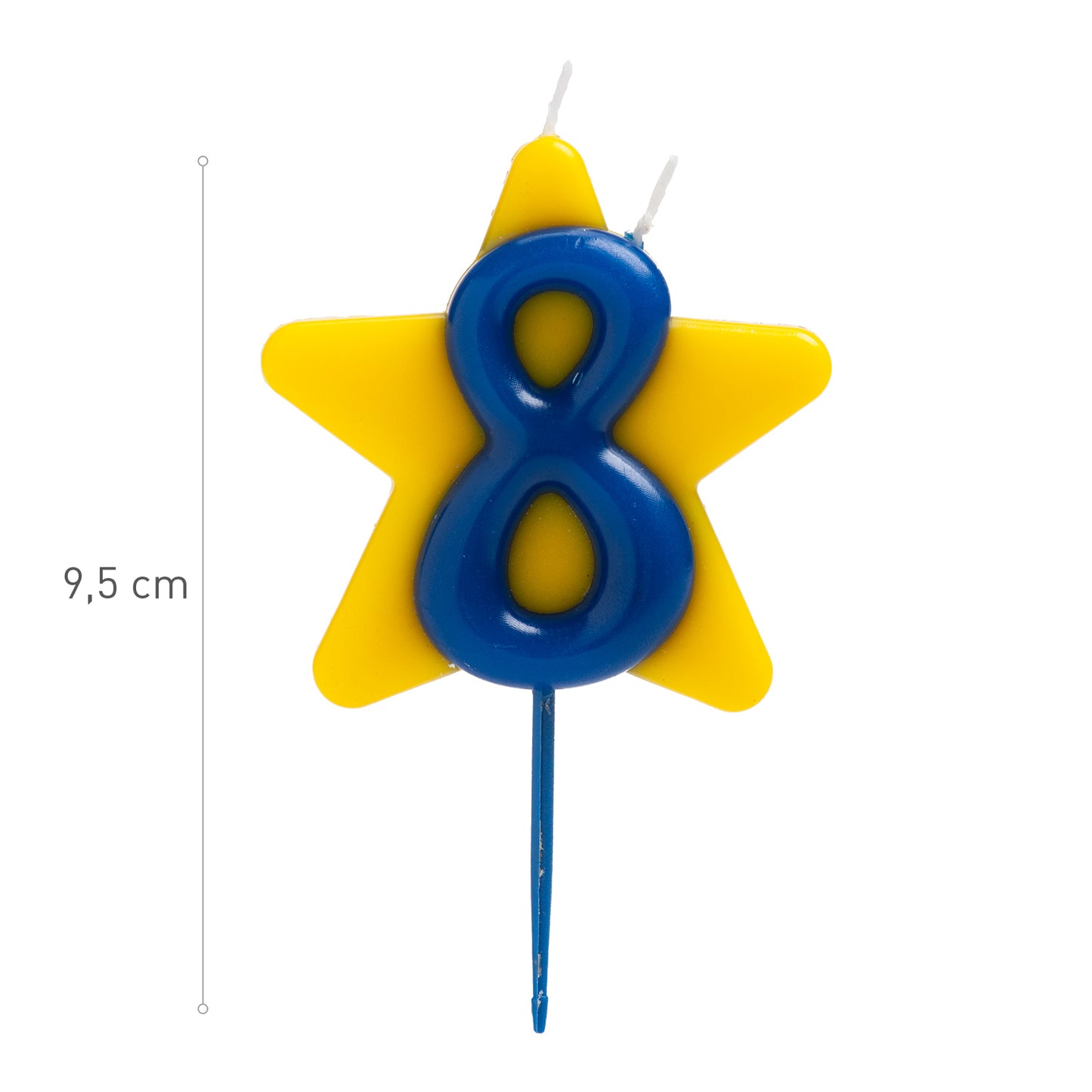 Lumânare zi de naștere cifra 8 cu stea, dublu fitil
