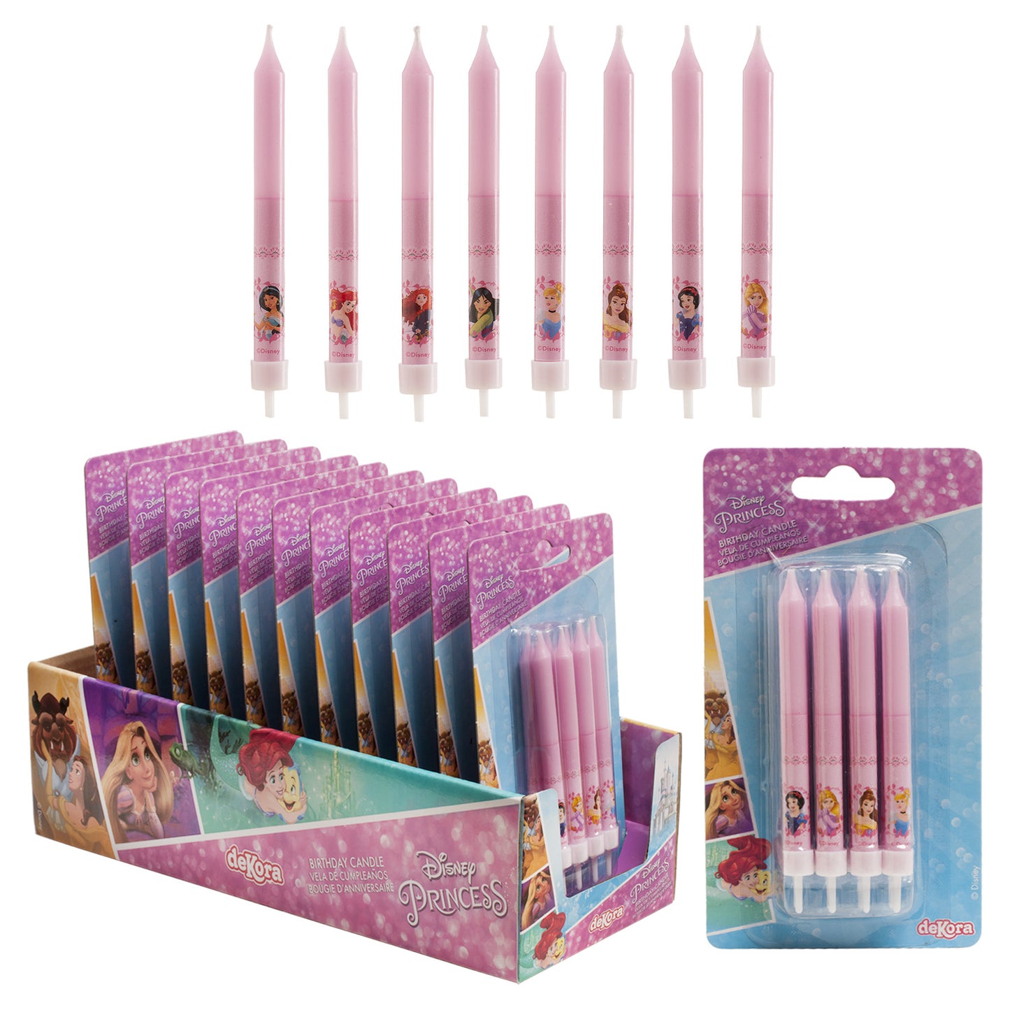 Set 8 lumânări aniversare Prințese Disney 9 cm