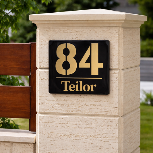 Număr casă modern negru lucios