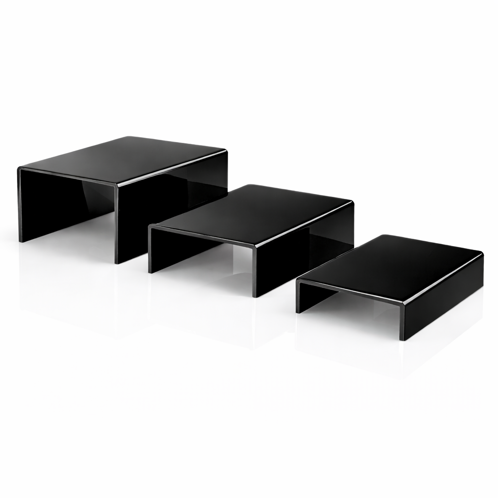 Set 3 Suporturi Prajituri din Plexi Negru