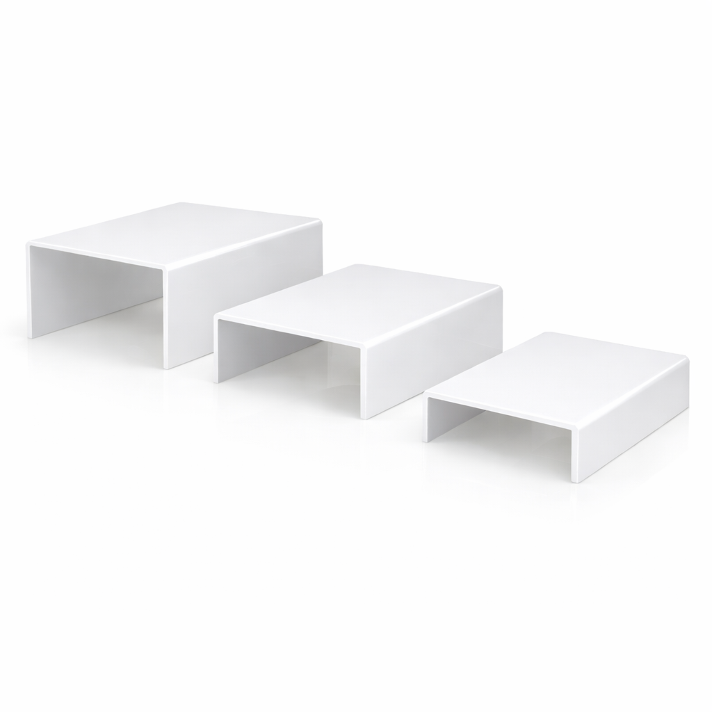 Set 3 Suporturi Prajituri din Plexi Alb
