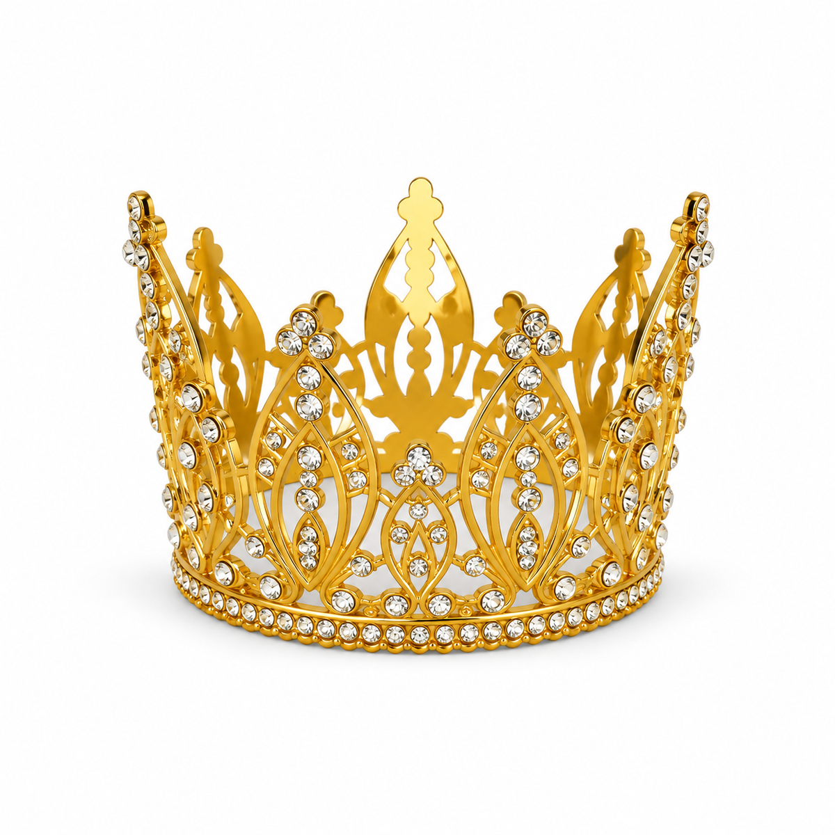 Coroniță Decorativă Mică din Metal cu Strasuri – Auriu