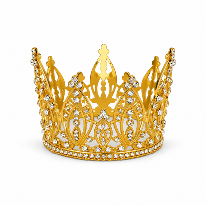 Coroniță Decorativă Mică din Metal cu Strasuri – Auriu