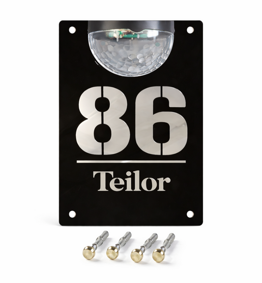 Numar casa negru lucios cu lampa solara