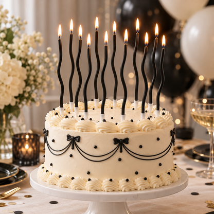 Lumânări spiralate pentru tort negre, 16 cm, set 12 bucăți