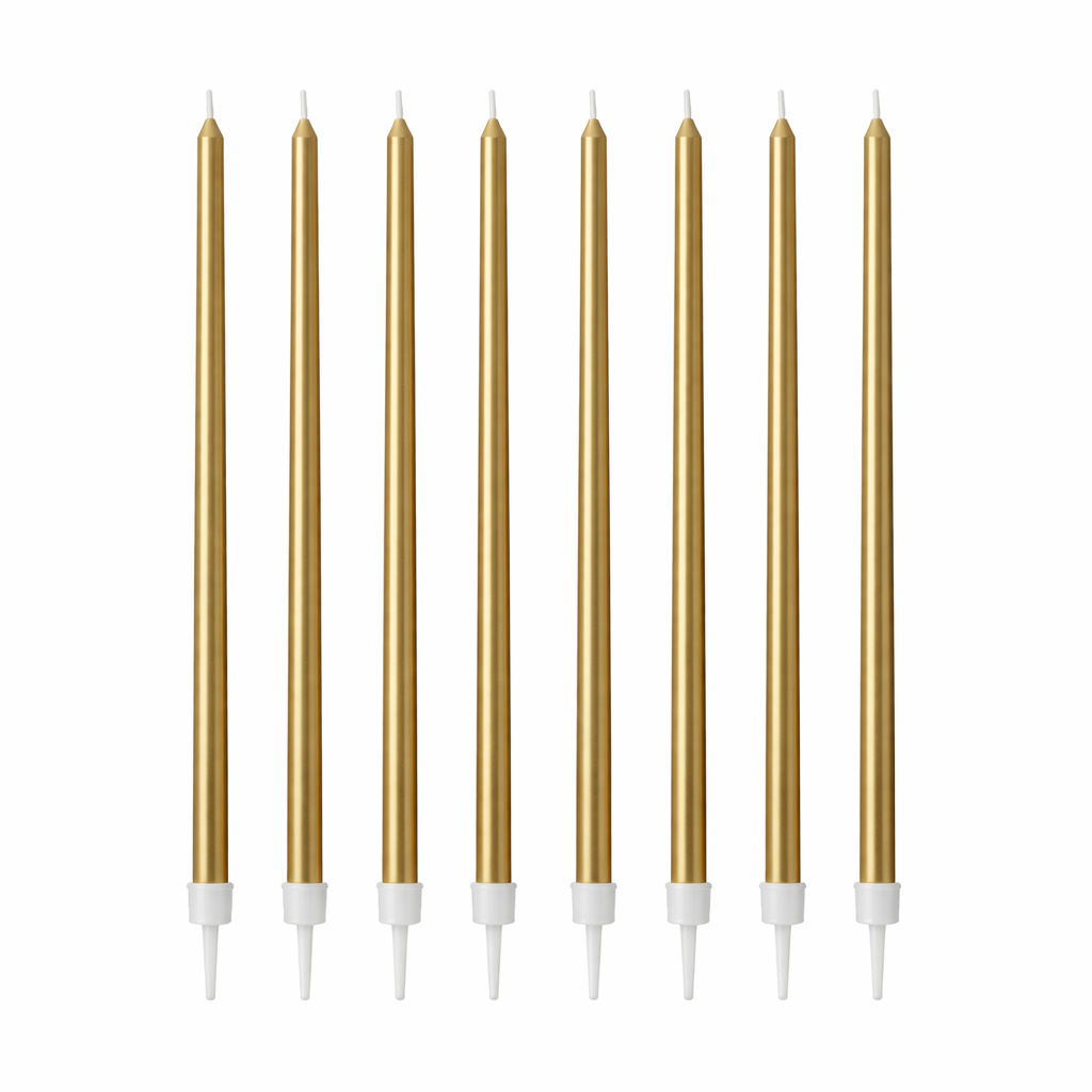 Lumânări tort aurii metalizate 13 cm set 16 bucăți