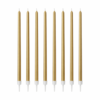 Lumânări tort aurii metalizate 13 cm set 16 bucăți