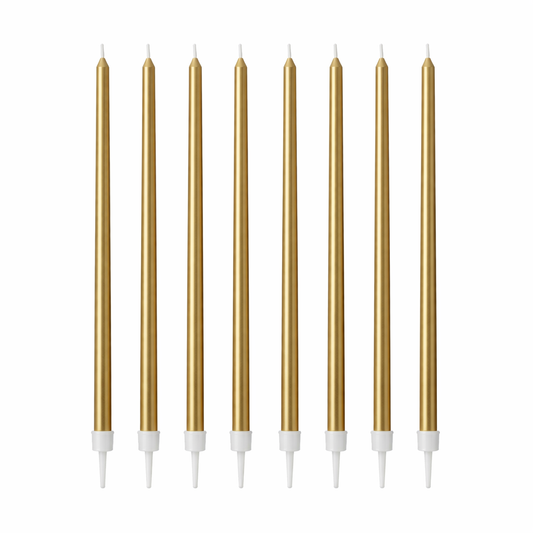 Lumânări tort aurii metalizate 13 cm set 16 bucăți