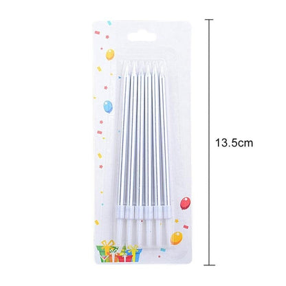 Set 6 lumânări pentru tort Argintii, lucioase, 11 cm